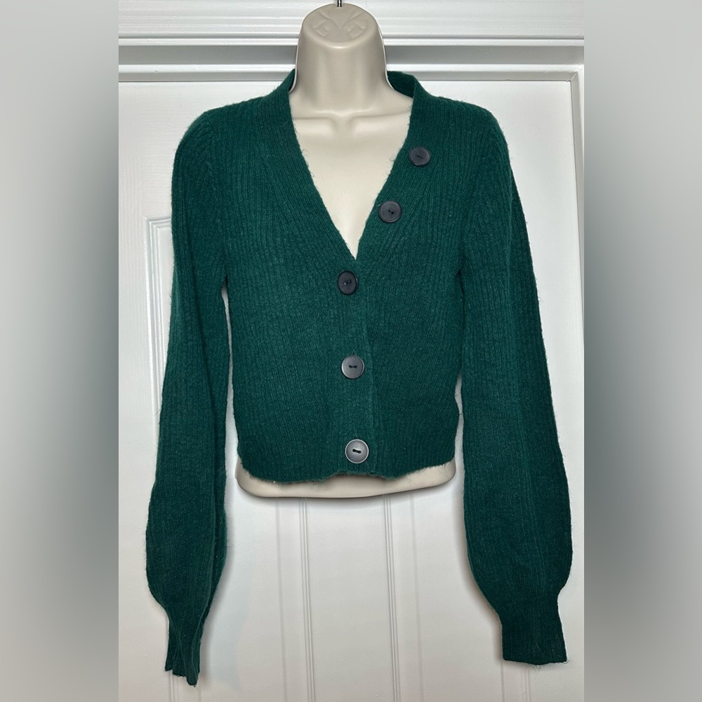Express Dark Green Oversized Button Up Cardigan W… - image 1